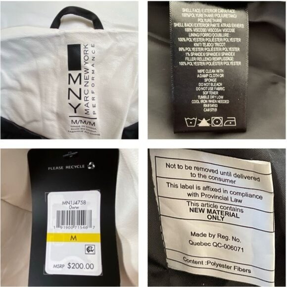 Marc New York Performance Vegan Leather Puffer Jacket Winter White Size Medium - Picture 17 of 17